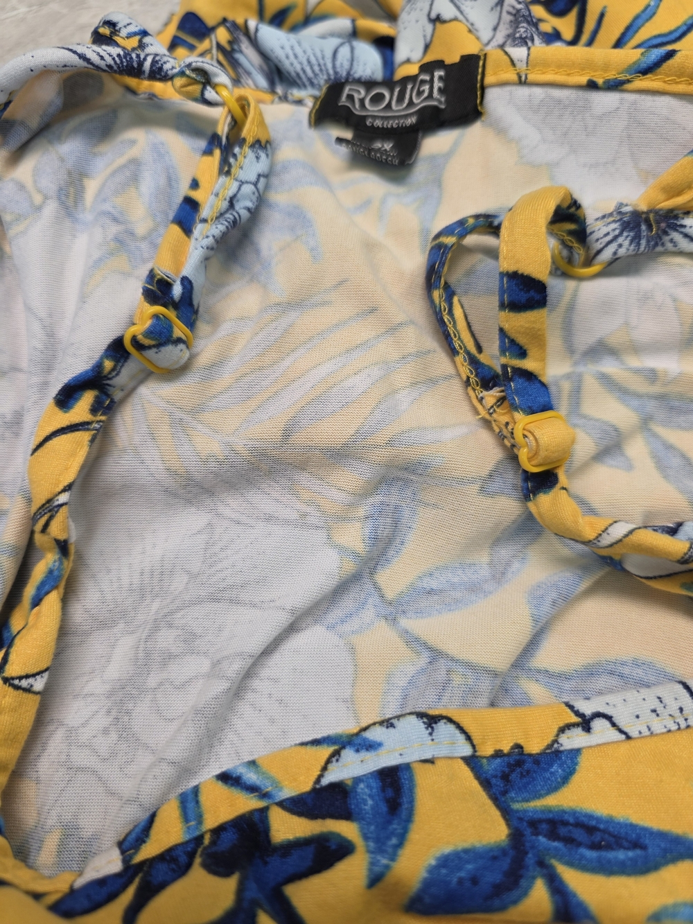 Womens Rouge Helium Yellow Floral Sundress with Blue and White Print - Picture 4 of 6